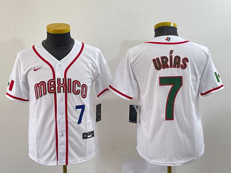 Youth Mexico Baseball #7 Julio Urias Number 2023 Red World Baseball Classic Stitched Jersey 6->2023 world baseball classic->MLB Jersey